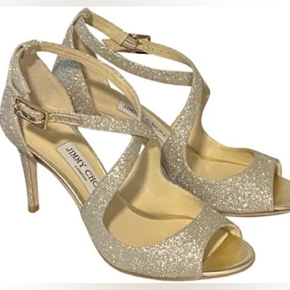 Jimmy Choo ‘Emily’ 85MM in Platinum Ice